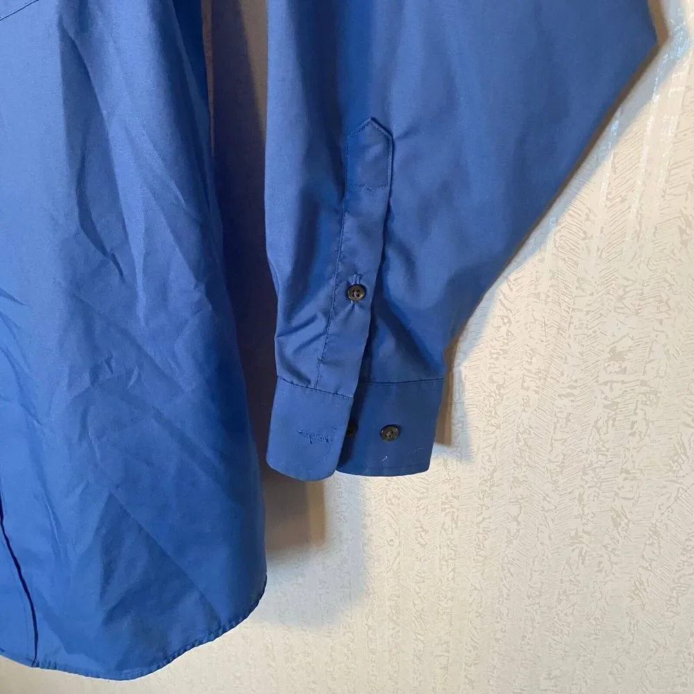 Puritan Dress Shirts Men's Size M Blue Button‎ Down Long Sleeve Collared